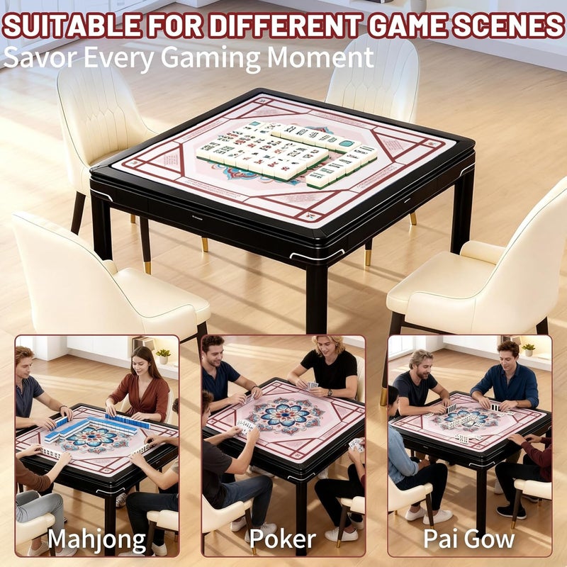 Linoows Mahjong Mat | Non-Slip Gaming Mat with Noise Reduction 31.5x31.5 Inch Large for Mahjong, Poker, Board & Card Games, Dominoes | Celestial‌ Bloom Design - Image 5